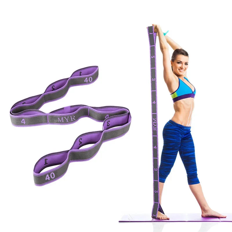 Elastic Yoga Stretching Strap with Loops for Pilates & Dance