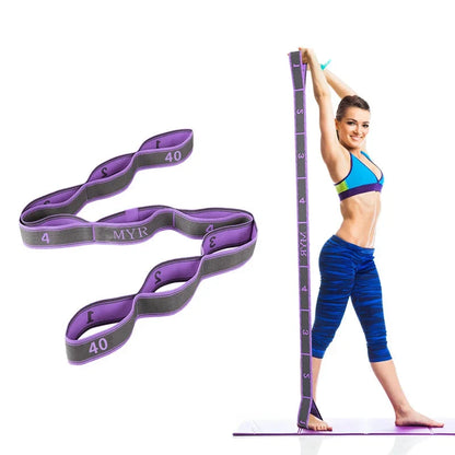 Elastic Yoga Stretching Strap with Loops for Pilates & Dance
