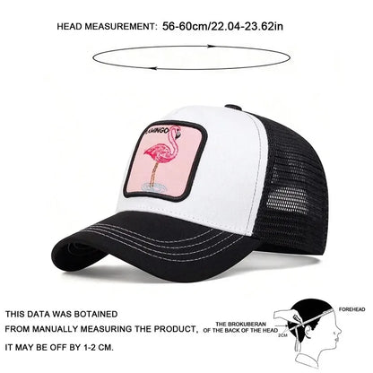 Flamingo Patch Mesh Snapback Casual Hip-Hop Summer Cap