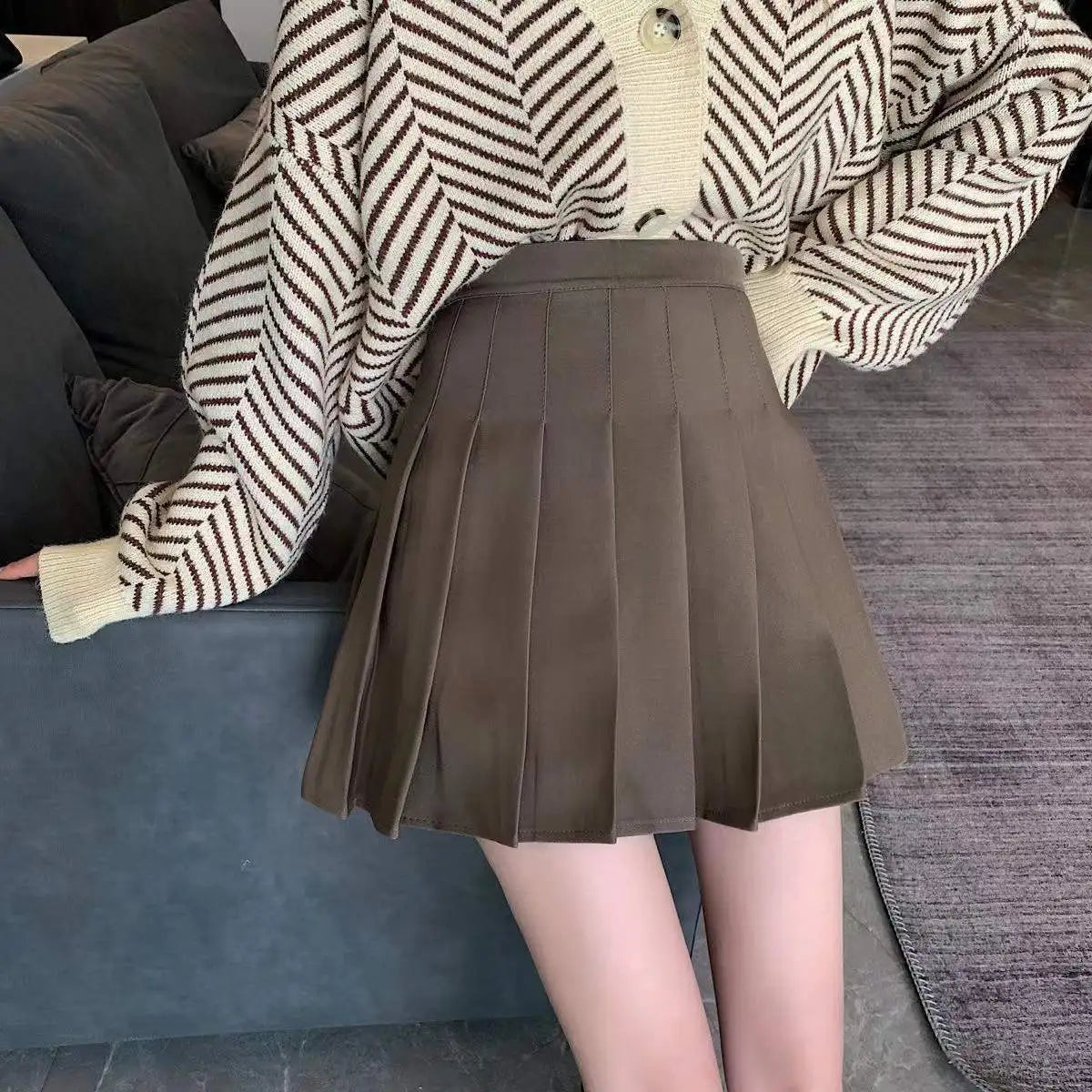 High Waisted A Line Plaid Mini Skirt