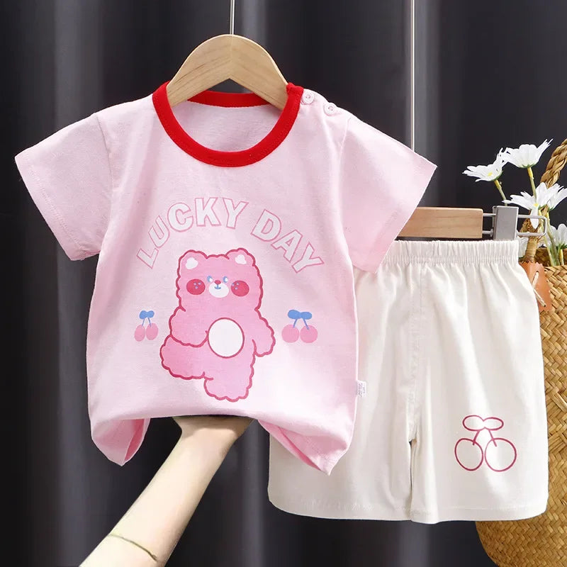 Kids 2-Piece Cotton Summer Set: Short Sleeve Tee & Shorts