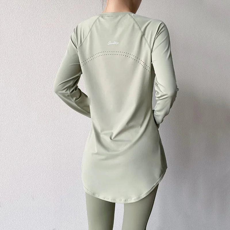 Long Sleeve Yoga Shirts for Women Breathable Stretchy Workout Tops