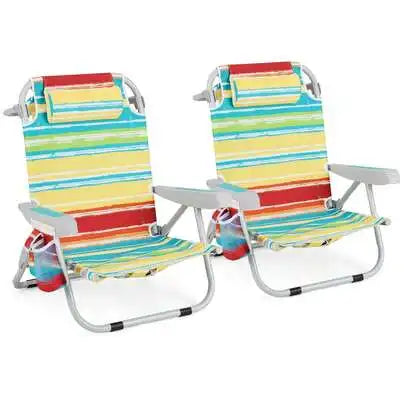 Lightweight Folding Beach & Camping Chair with Storage & Strap