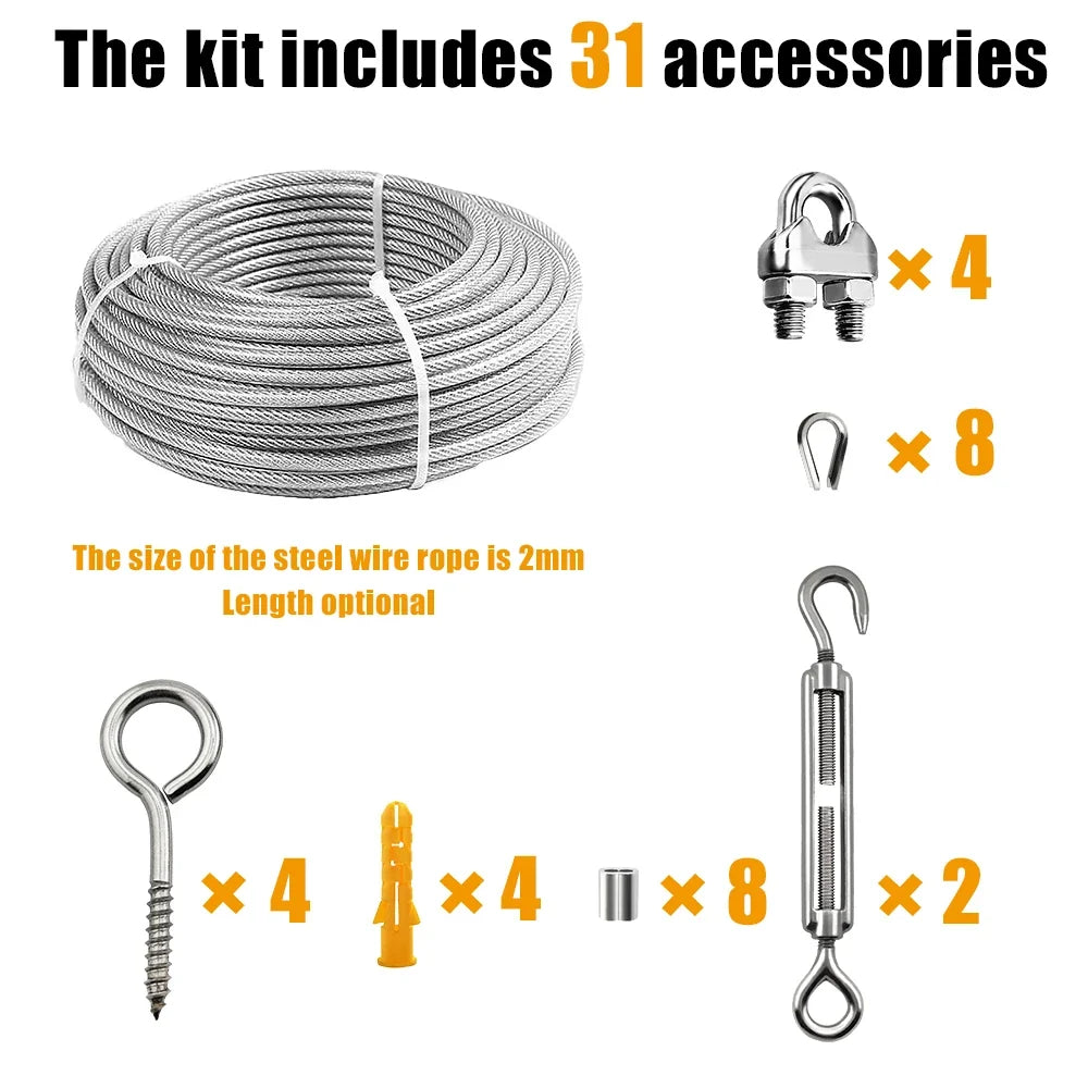 Stainless Steel Wire Rope Kit Guardrail & Camping Line