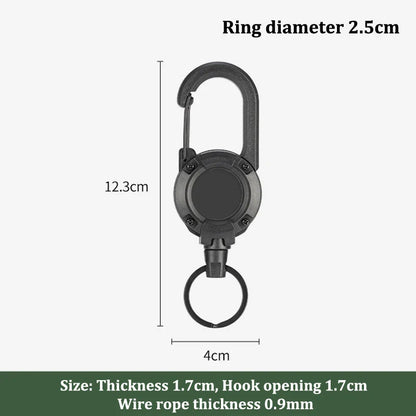 Outdoor Retractable Key Chain with Wire Rope Reel