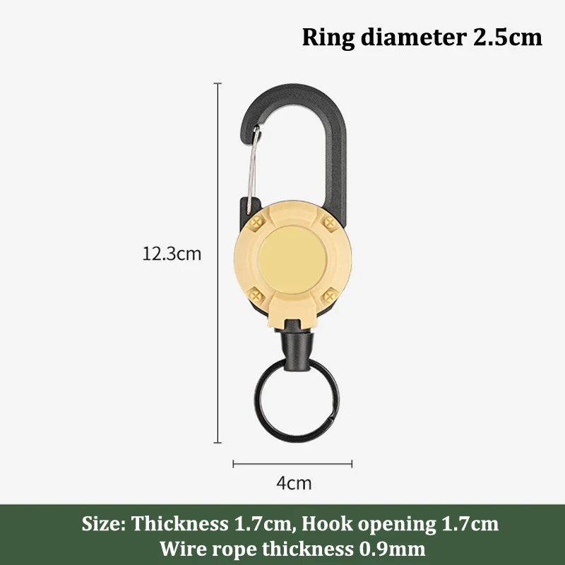 Outdoor Retractable Key Chain with Wire Rope Reel