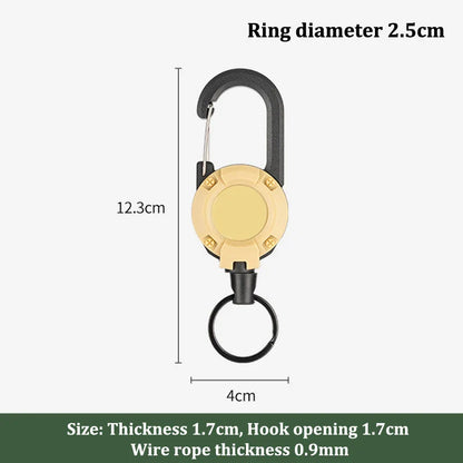 Outdoor Retractable Key Chain with Wire Rope Reel