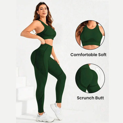 Seamless 2-Piece Yoga, High Waist Gym Leggings & Sports Bra set