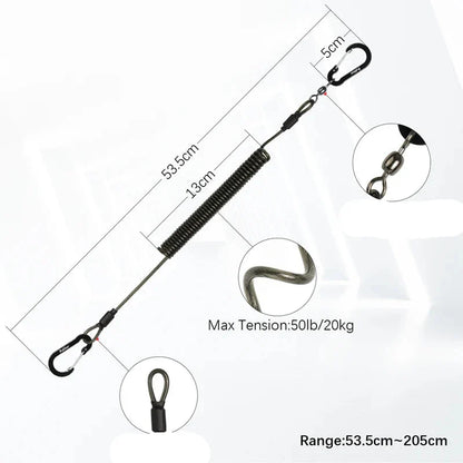 2 Meter Elastic Fishing Rod Strap with Metal Buckle