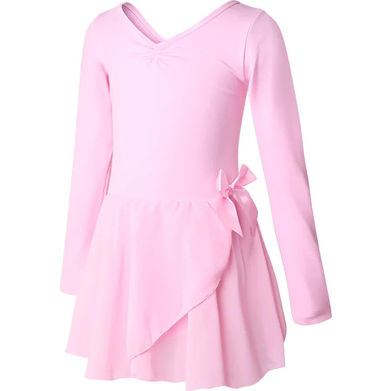 Ballet Leotard for Girls, Cotton Dancewear with Chiffon Skirt