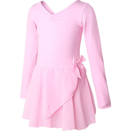 Ballet Leotard for Girls, Cotton Dancewear with Chiffon Skirt