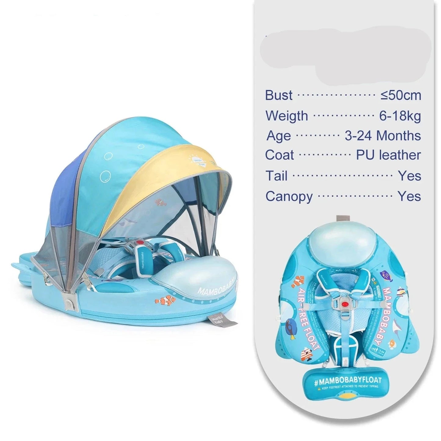 Float 2 Canopy & Chest Support for Safe & Fun Baby Swimming