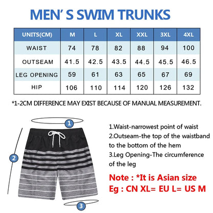 Men's Summer Print Beach Shorts: Swim, Surf & Workout Trunks