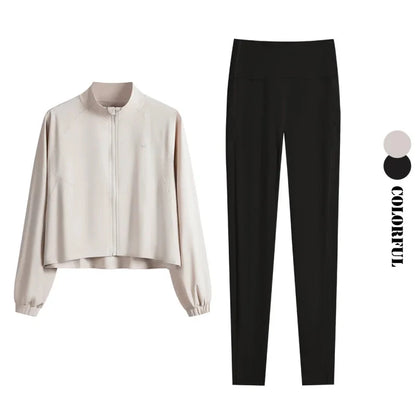 Women’s 2-Piece Yoga Set: Zip Jacket & High Waist Leggings