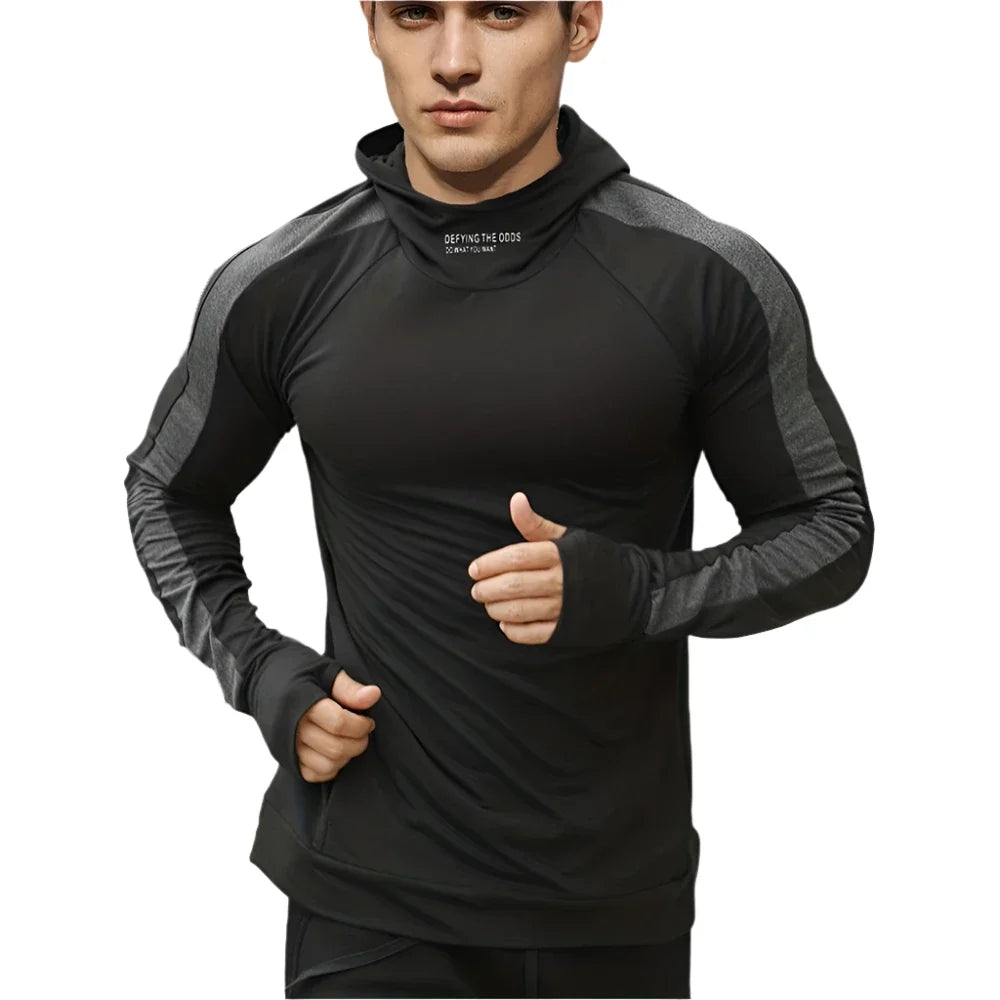 Breathable Men's Compression Hoodie for Autumn Runs