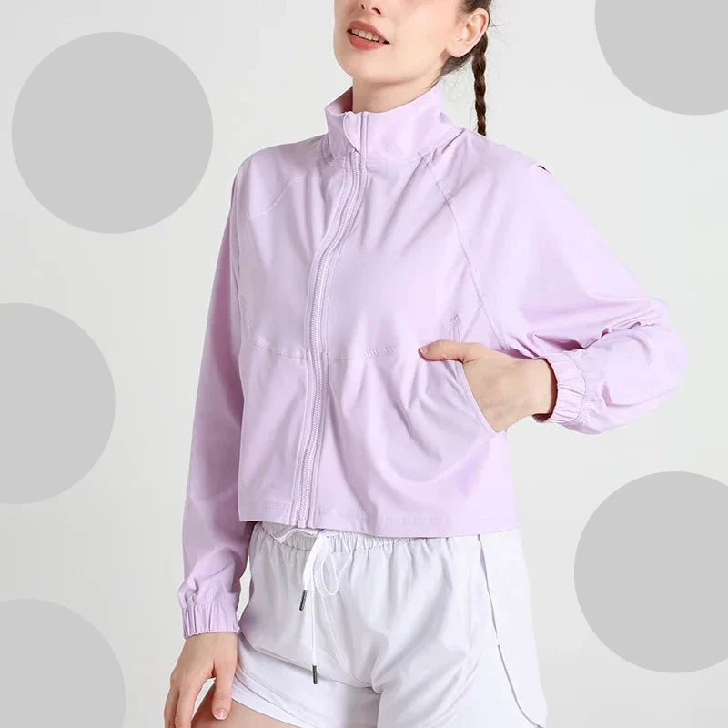 Women's Long Sleeve Yoga Jacket with Zipper