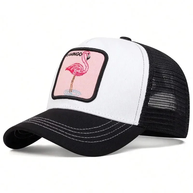 Flamingo Patch Mesh Snapback Casual Hip-Hop Summer Cap