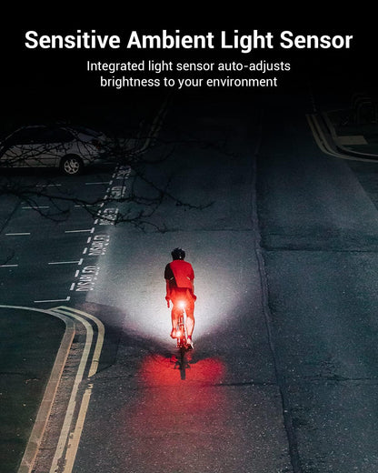 Magicshine SEEMEE 200 Rechargeable Bike Tail Lights,200 Lumens Max Output,360° Visibility Bicycle Lights, Smart Brake Sensor IPX6 Waterproof Rear Bike Lights 5 Modes for Road Urban Cyclists