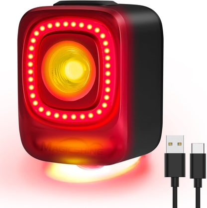 Magicshine SEEMEE 200 Rechargeable Bike Tail Lights,200 Lumens Max Output,360° Visibility Bicycle Lights, Smart Brake Sensor IPX6 Waterproof Rear Bike Lights 5 Modes for Road Urban Cyclists