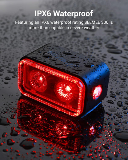 Magicshine SEEMEE 300 Bike Taillight,300 Lumen Bike Tail Light,5 Night & Daytime Modes,Smart Brake Sensor IPX6 Waterproof USB-C Rechargeable Rear Bike Light for Night Riding