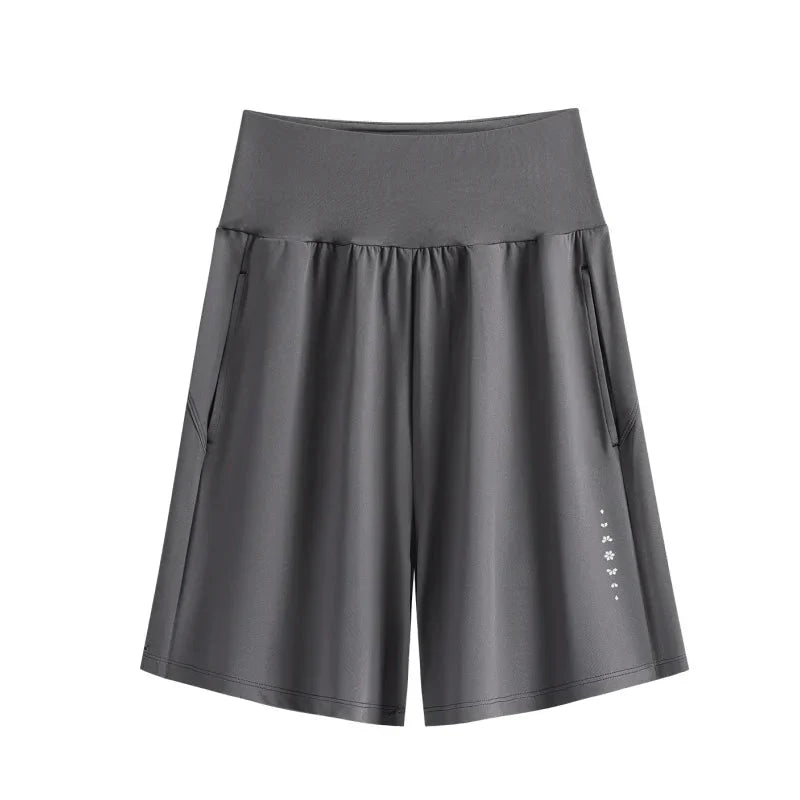 Women's High-Waist Quick-Dry Running Shorts with Pockets