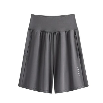 Women's High-Waist Quick-Dry Running Shorts with Pockets