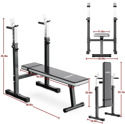 Adjustable Weight Bench with Squat Rack and Dip Station