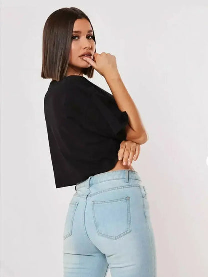 New Sport T-Shirt: Loose Cotton Crop Top for Dance & Gym