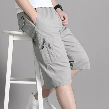 Men's Cotton Cargo Shorts Elastic Waist Summer Joggers