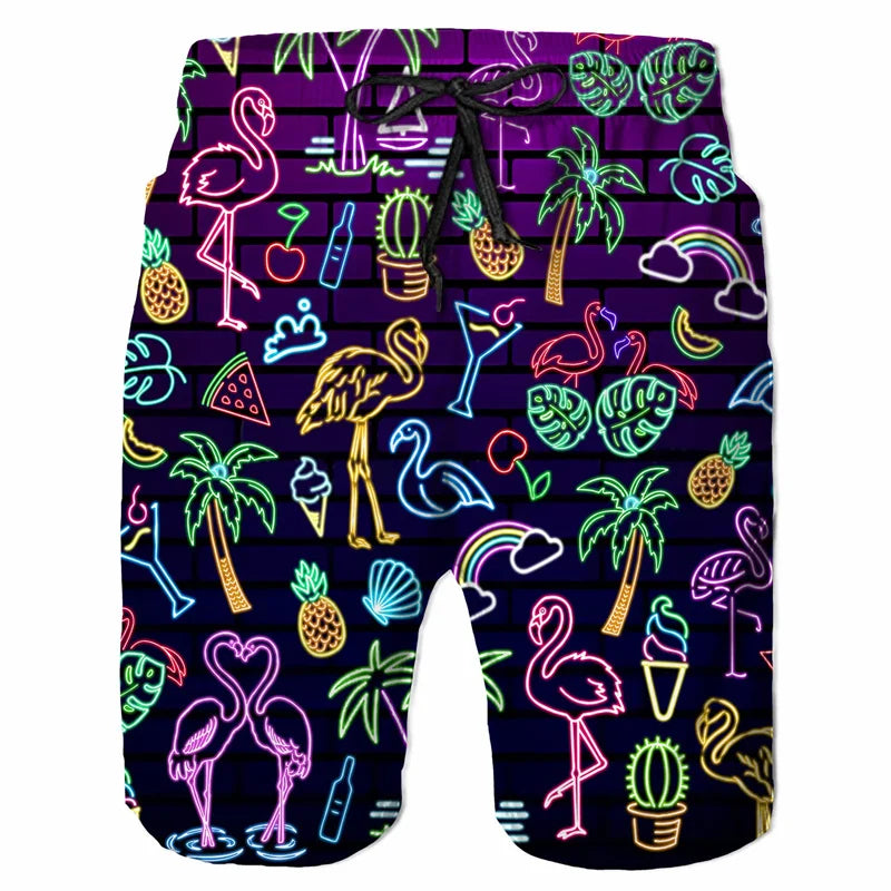 Colorful Graffiti Beach Shorts with 3D Print