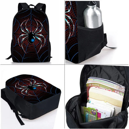 Spider Pattern 3-Piece Backpack Set for Kids & School