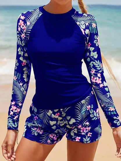 Long Sleeve Two-Piece Printed Swimsuit