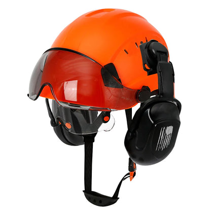 Construction Safety Helmet: Integrated Visor & Earmuffs