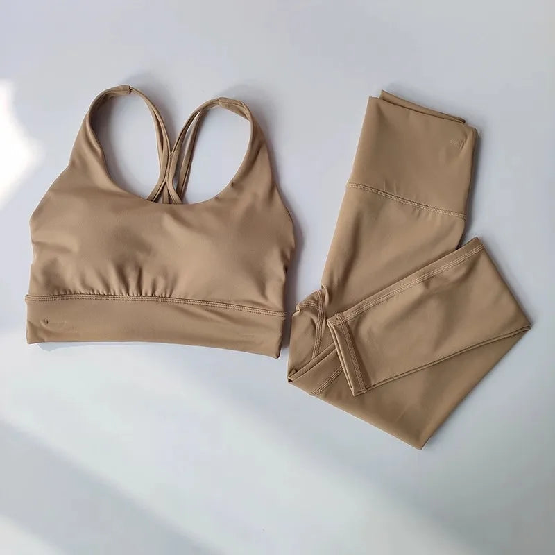 High Waisted Yoga Leggings & Crop Top