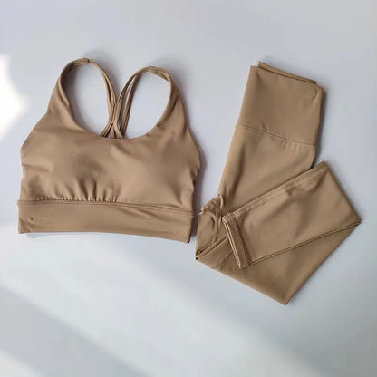 High Waisted Yoga Leggings & Crop Top