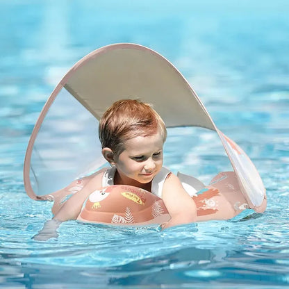 Sun Protection and Fun Inflatable Baby Swim Ring with Canopy
