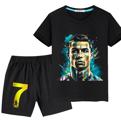 Ronaldo Kids' Summer T-Shirt Pure Cotton 2-Piece Outfit