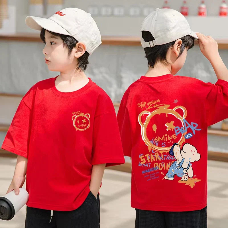 Kids' Graffiti Teddy Bear Streetwear T-Shirt