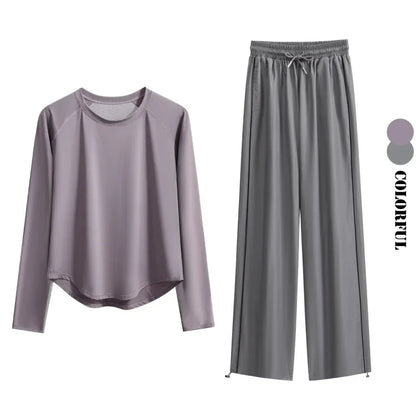 Women’s 2-Piece Tracksuit Loose Sports Top & Sweatpants Set