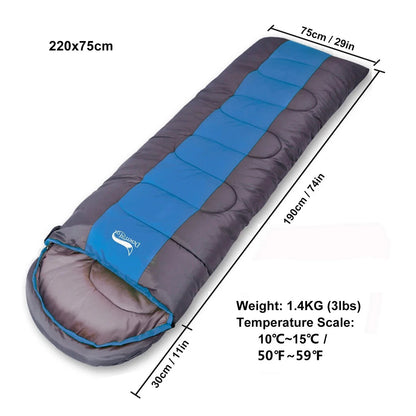 Camping Sleeping Bag Lightweight 4 Season Warm & Cold Envelope