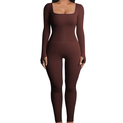 Sleek and Stylish  Ribbed Yoga Jumpsuit
