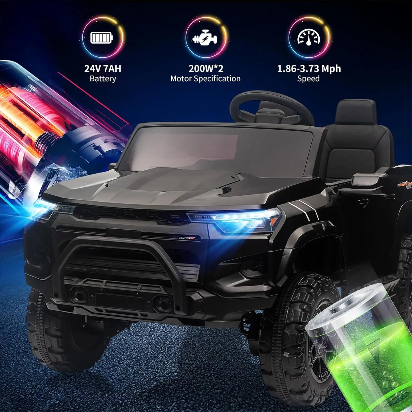 Dual Motor 4WD Electric Ride On Truck for Kids