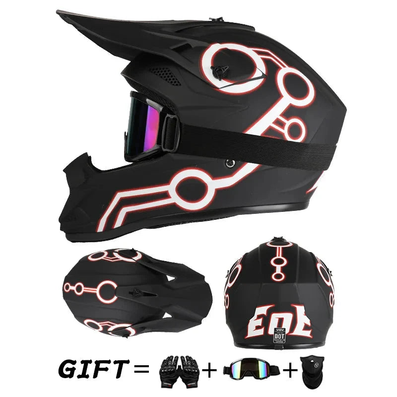 Full Face Off-Road Motorcycle Helmet with Goggles