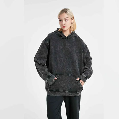 Unisex Cotton Hoodies  Vintage Wash  Harajuku Style