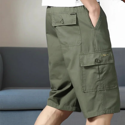 Men's Cotton Cargo Shorts Elastic Waist Summer Joggers