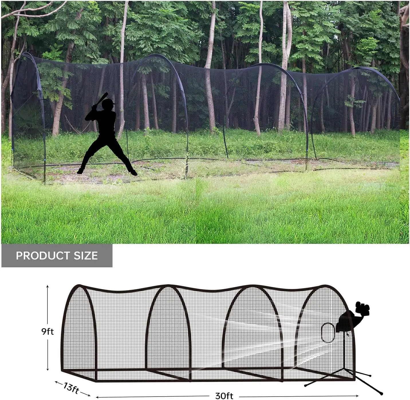 Baseball & Softball Hitting Cage Net and Frame