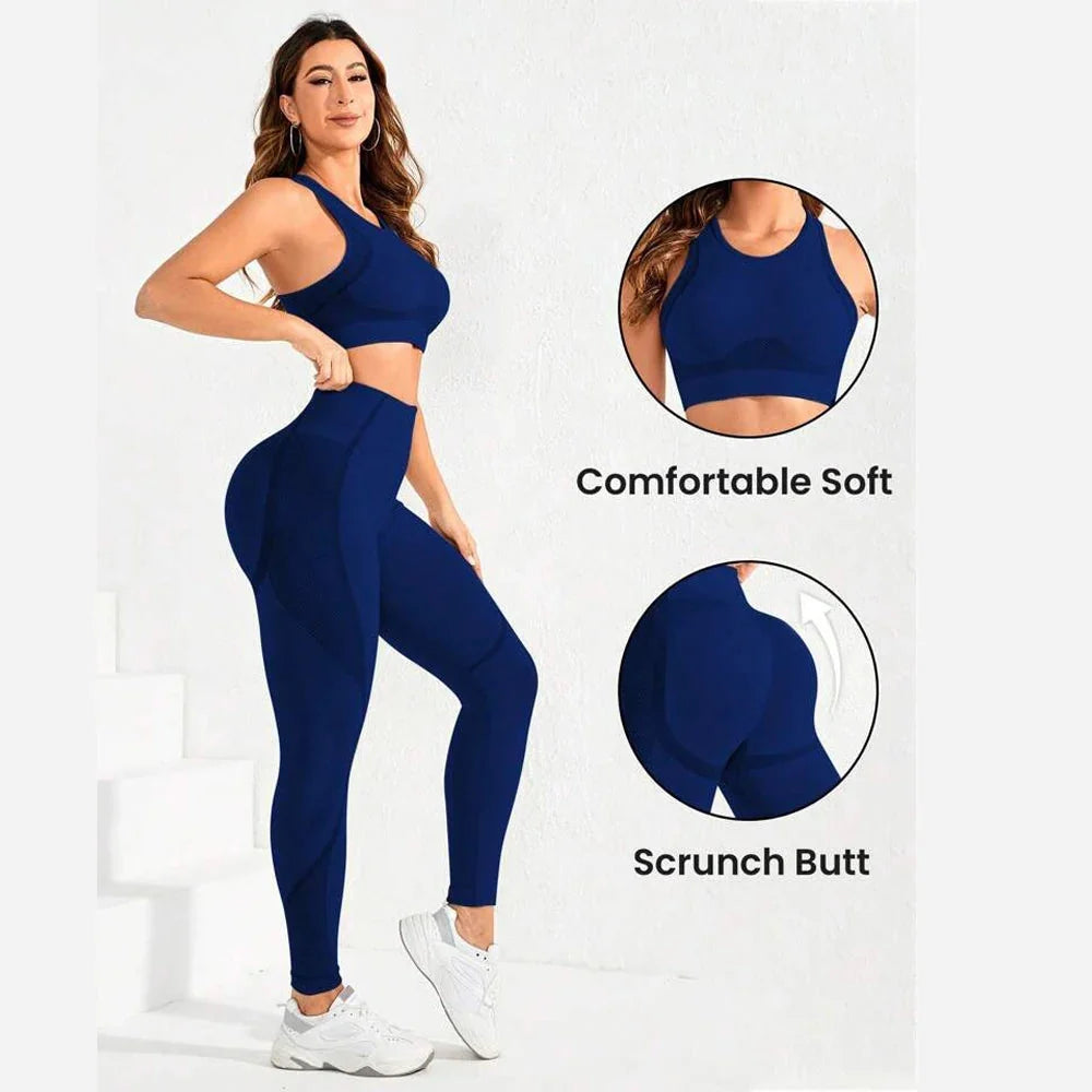 Seamless 2-Piece Yoga, High Waist Gym Leggings & Sports Bra set