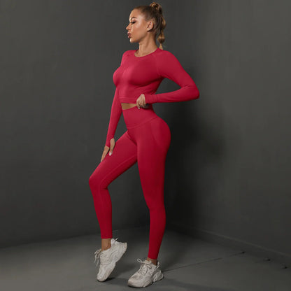 Seamless Yoga Set High Waisted Leggings Crop Top