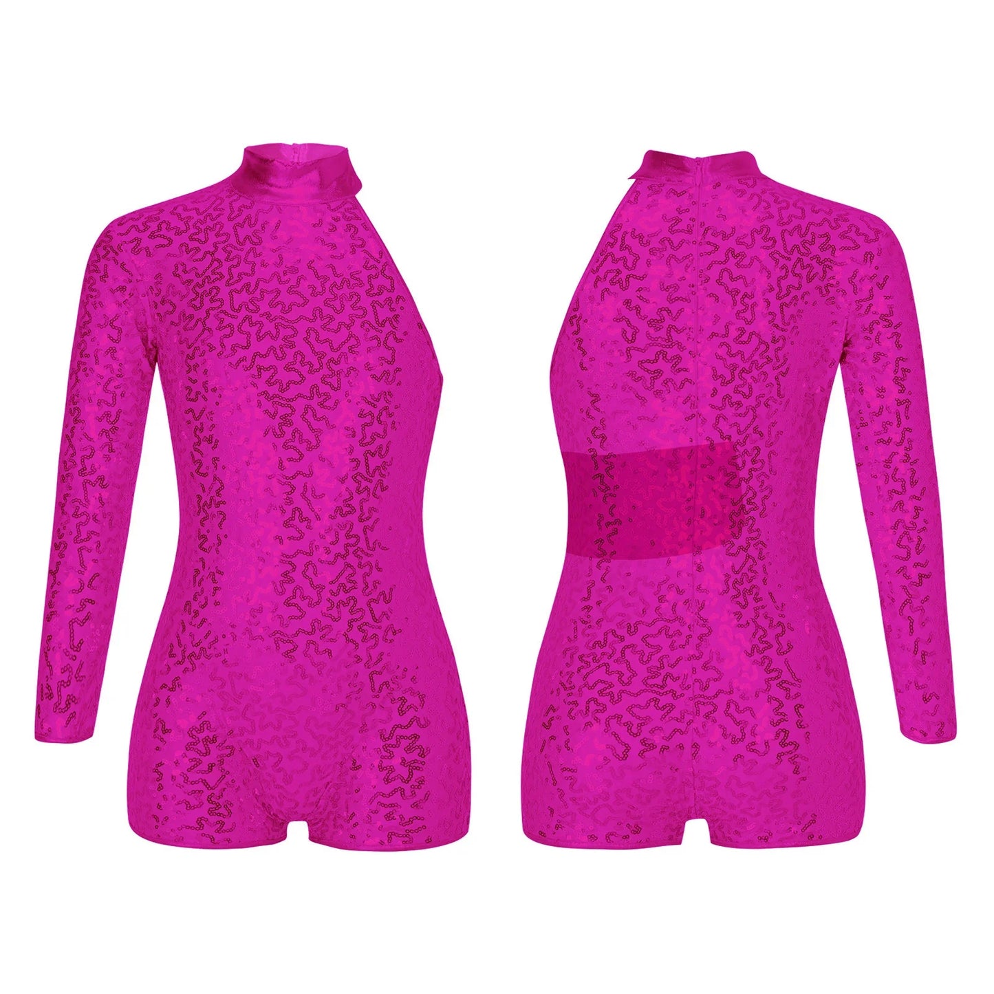 Girls' Ballet Leotard with Sequin Zipper