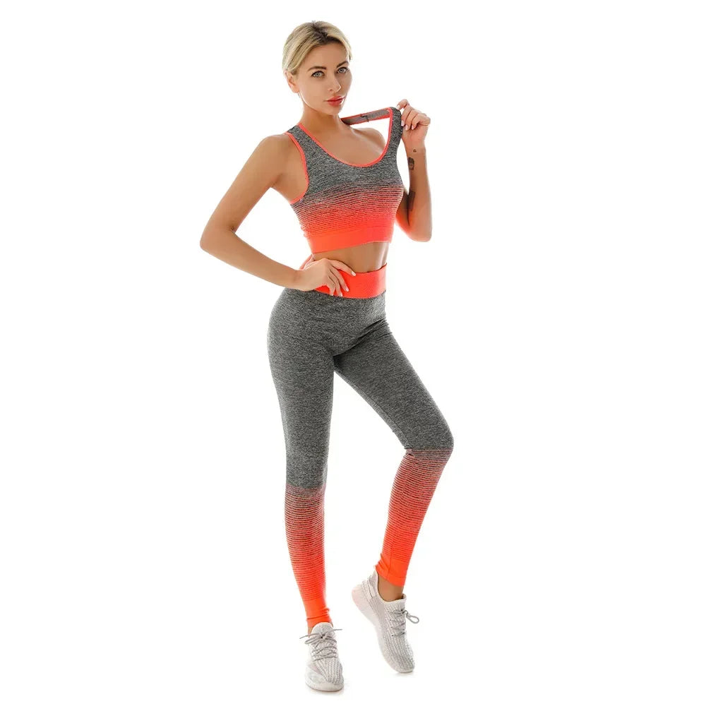 2-Piece Yoga Set with Elastic Sports Bra